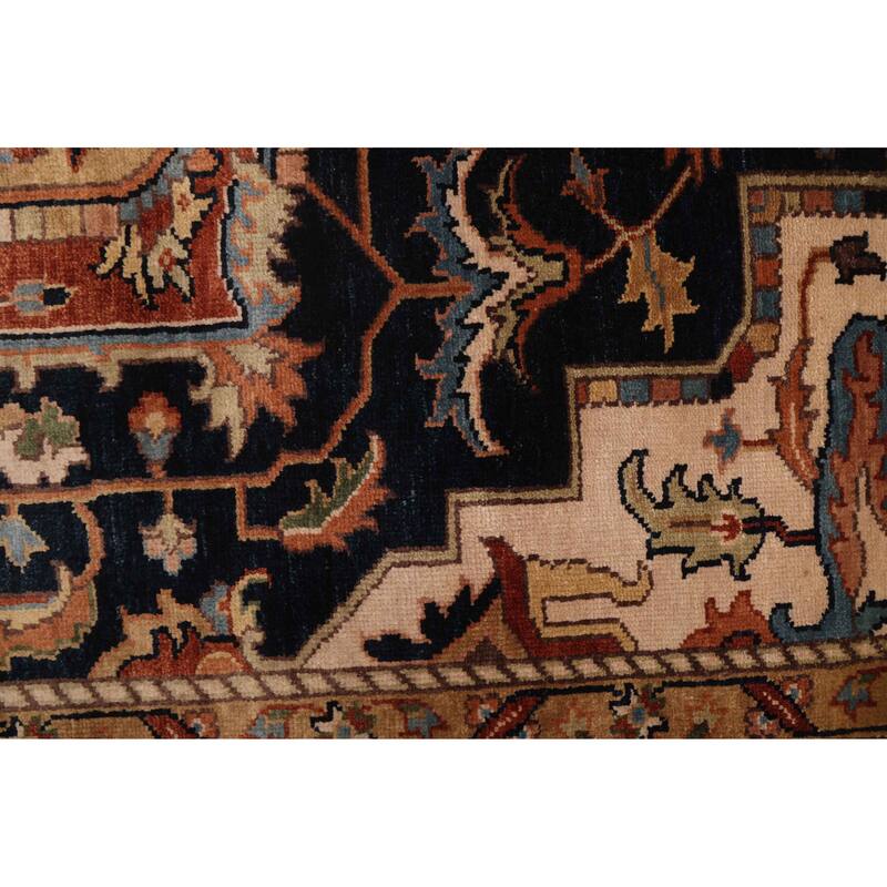 ECARPETGALLERY Hand-knotted Jules Sultane Dark Navy Wool Rug - 9'10 x 13'10