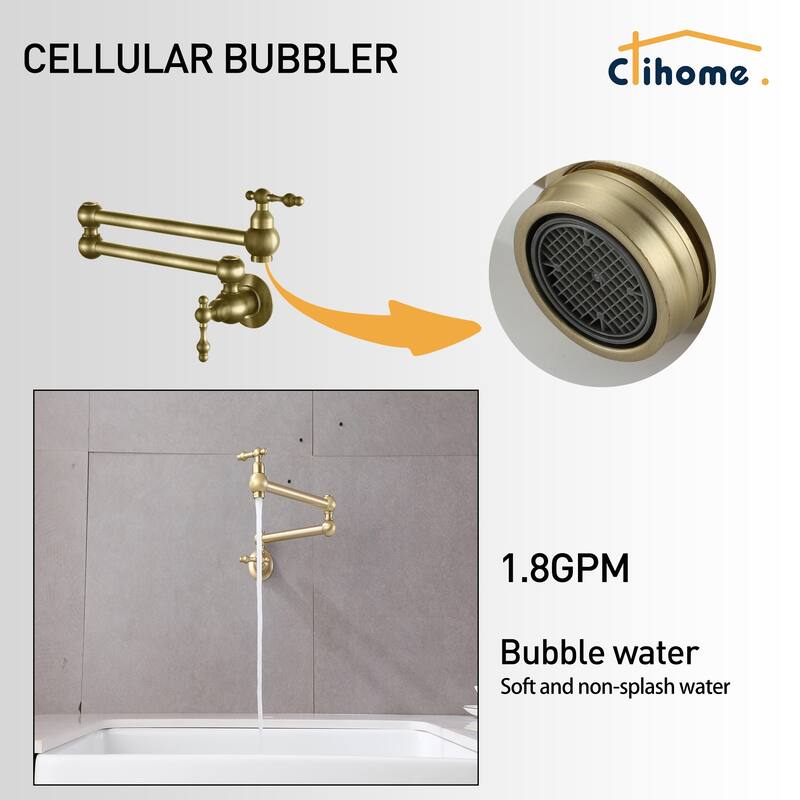 Clihome Traditional Wall Mounted Kitchen Pot Filler Faucet