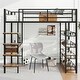 preview thumbnail 11 of 18, Metal Loft bed with Desk and Shelves,Twin/Full Full