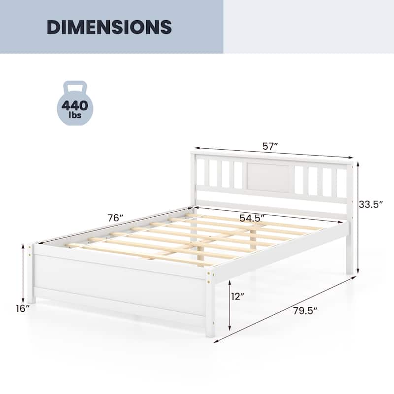 Gymax Twin / Queen / Full Size Bed Frame w/ Headboard Wood Slat