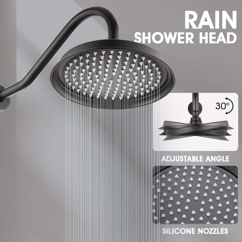 PROOX 9" Rain ShowerHead Body jet System with handheld shower Rough-in Valve