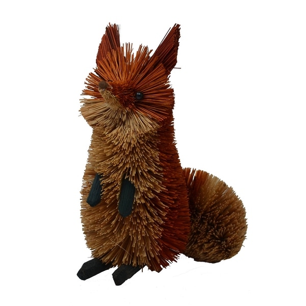 6.5" Bristle Brush Whimsical Handcrafted Brown Fox Sitting - N/A