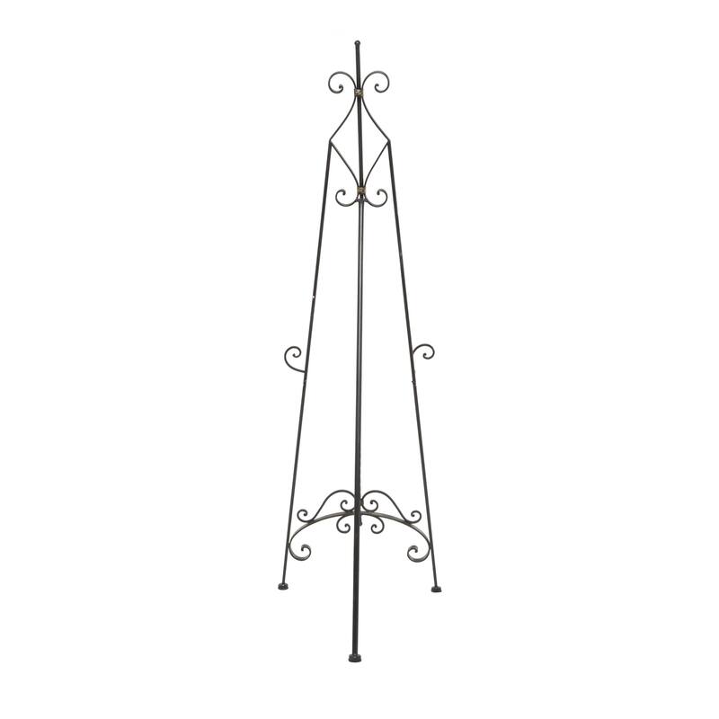Metal Scroll Tall Adjustable Display Easel with Gold Accents - Black - Roche River Decor