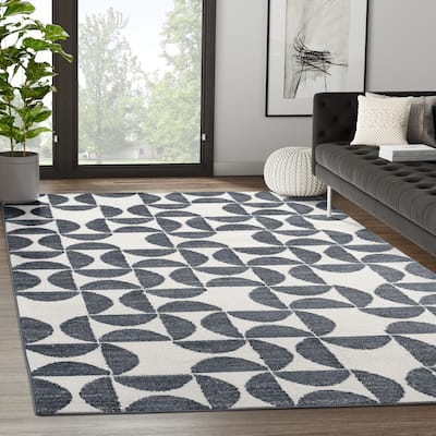 Abani Rugs Nuevo NUE170A High-contrast Charcoal and Ivory Area Rug