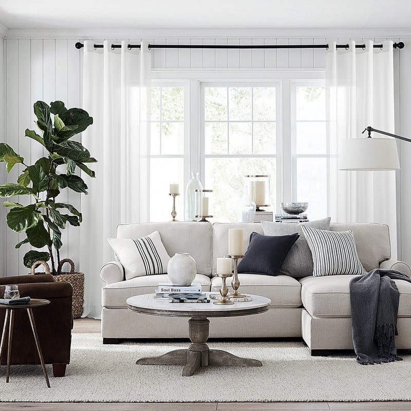 Topfinel Solid Grommet Sheer Window Curtains Faux Linen (Set of 2)