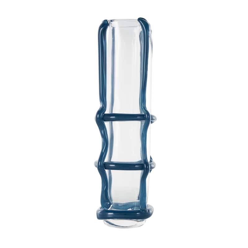 Black or Blue Recycled Glass Handmade Tall Vase with Black or Blue Glass Framing