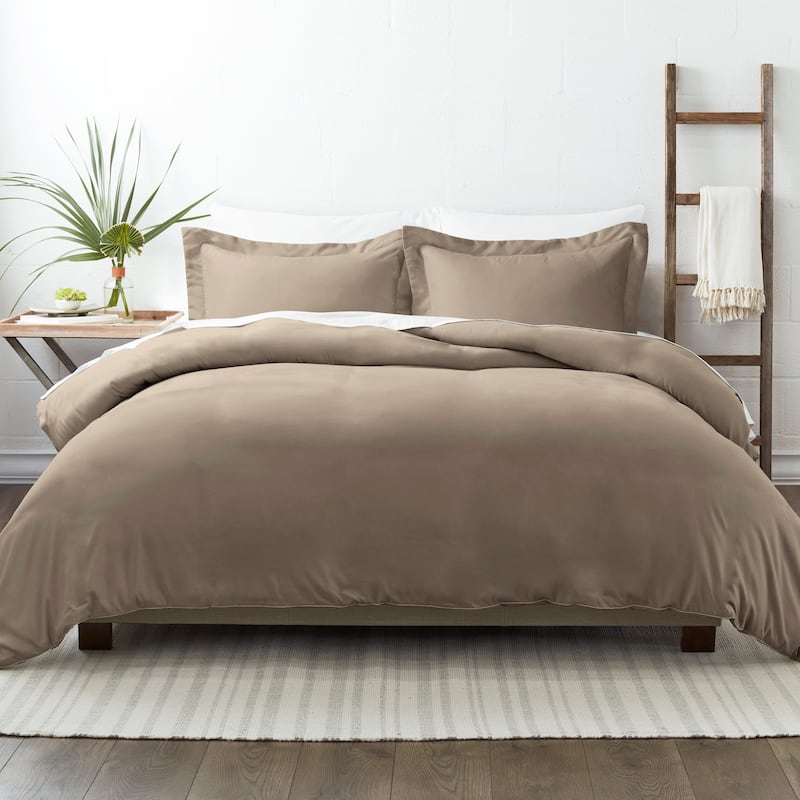 Soft Essentials Oversized 3-piece Microfiber Duvet Cover Set - Taupe - King - Cal King