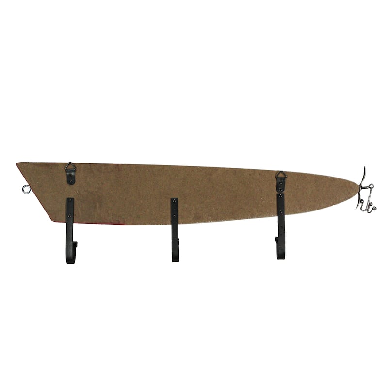 27 Inch Wood & Metal Fishing Lure Decorative Wall Hook - 7 X 26.5 X 2 inches