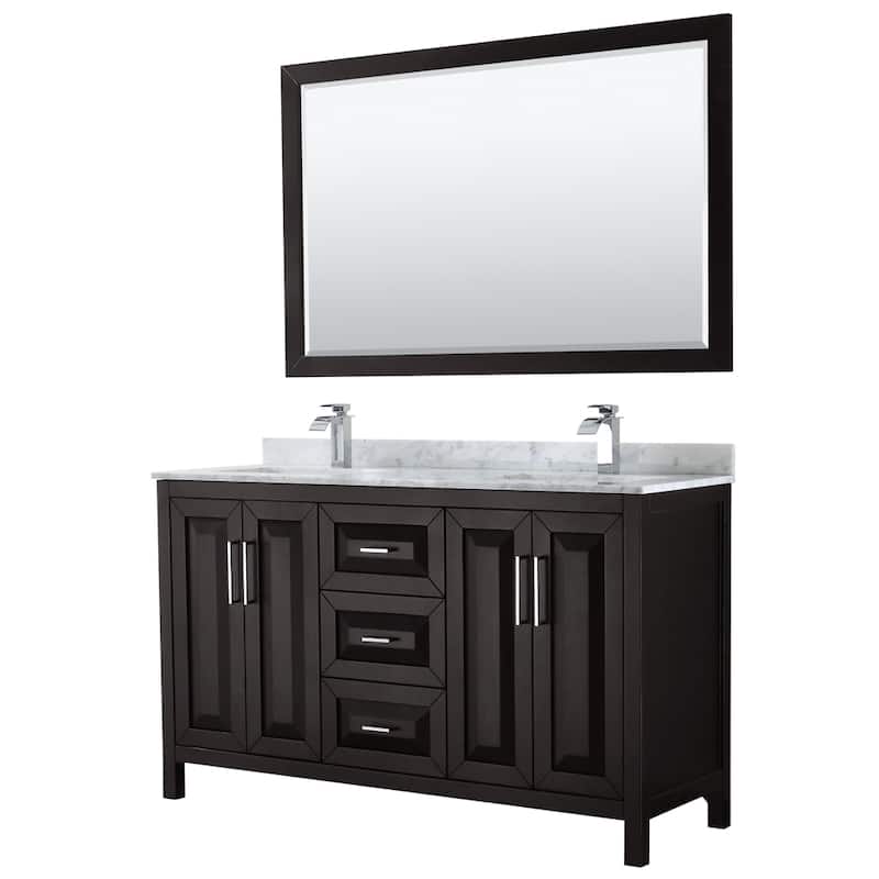 Daria 60-inch Double Vanity, Marble Top, 58-inch Mirror