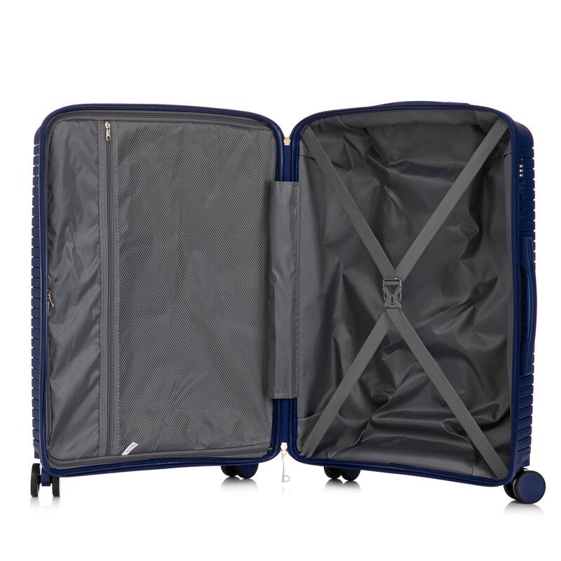 Travel PP Material 3 Piece Luggage Sets with Spinner Wheels and Combination Lock, Luggage for Family Travel Carry on 20/24/28