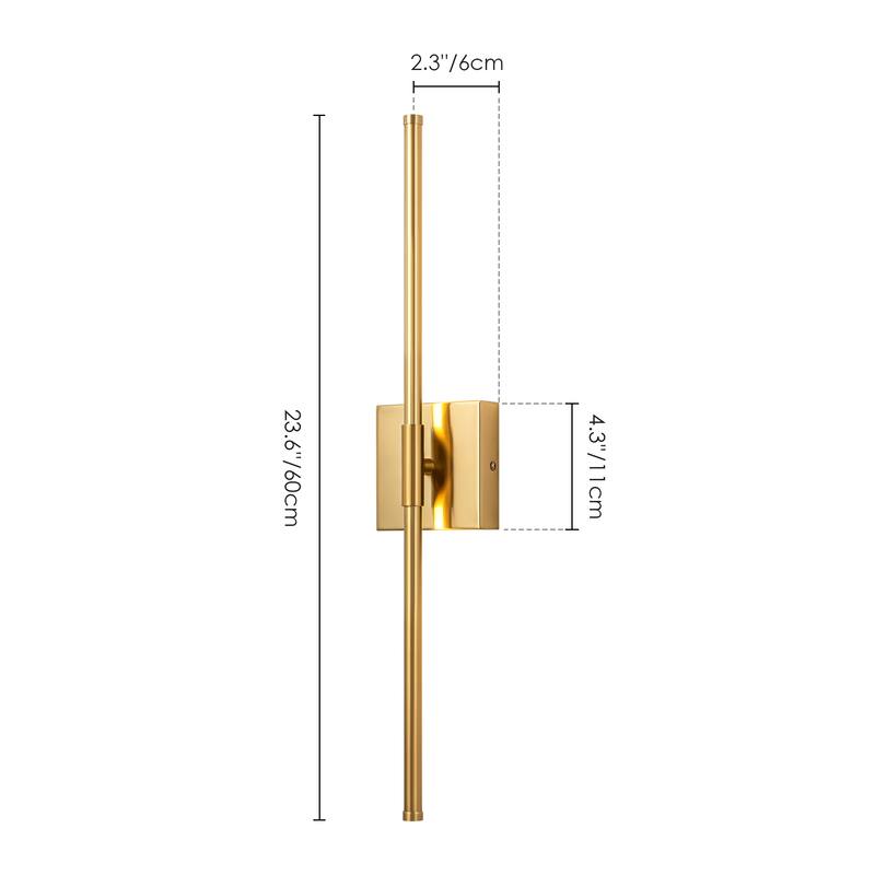 1-Light Black/ Gold/ Nickel Modern Long Linear Strip Wall Sconce Dimmable LED Bathroom Vanity Light