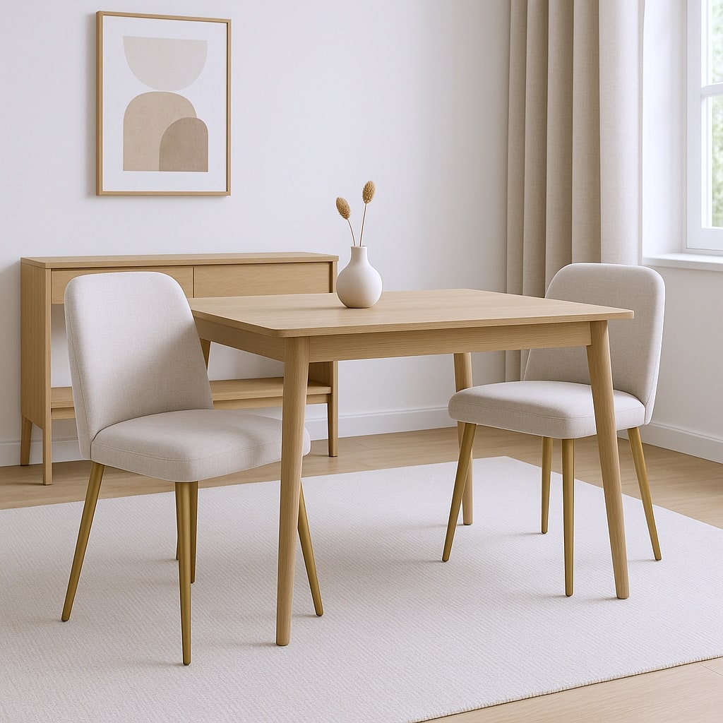 HomeRoots Set of Two Beige and Gold Upholstered Fabric Dining Side Chairs - 23 in. x 34 in. x 19 in.
