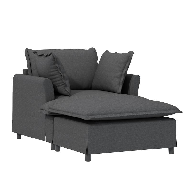 DIY Free Combination Sofa Set with Throw Pillows, Chenille Modular Sectional Sofa for Livingroom Upholstered Cloud Couch