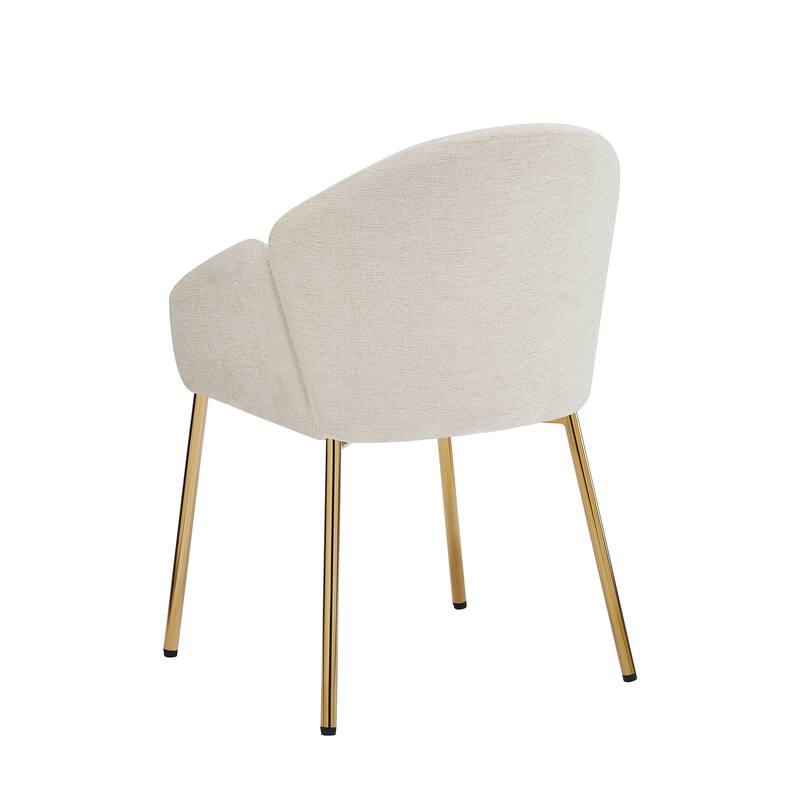 Catherinae Polyester Upholstered Dining Chair (set of 2) with Golden Brass by Christopher Knight Home