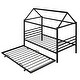 preview thumbnail 7 of 10, Black Twin Size Metal House-Shaped Platform Bed with Trundle and Roof