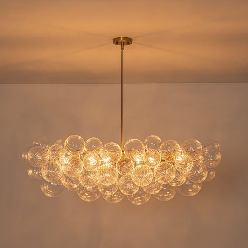 Glam 6-Light Waxing Crescent Striped Glass Cluster Bubble Chandelier - 47.2 in