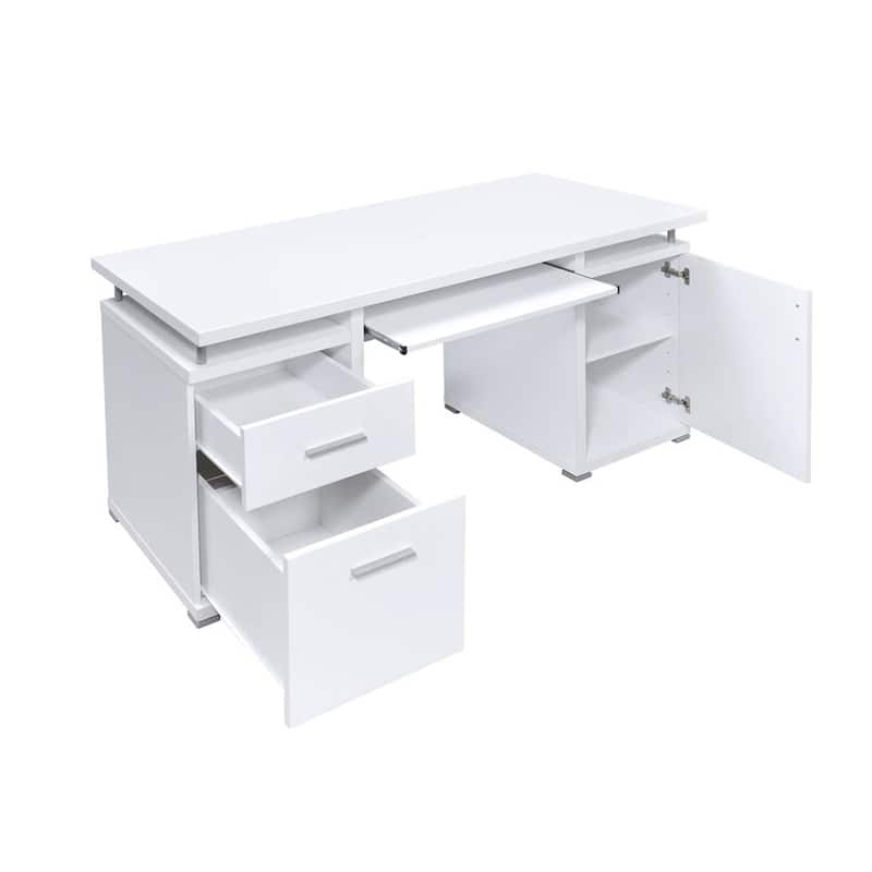 55-inch Office Computer Desk with2 Drawers in White