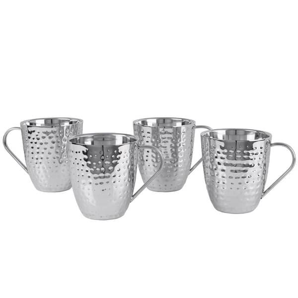 Mikasa Set of 4 Double Wall Hammered Stainless Steel Mugs, 20 oz - Bed Bath  & Beyond - 41682437