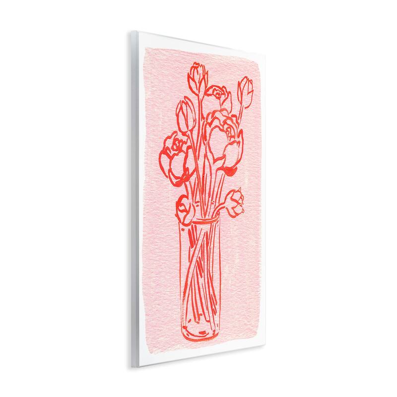 Stupell Outlined Peony Vase Wall Plaque Art Design By Hannah Moren