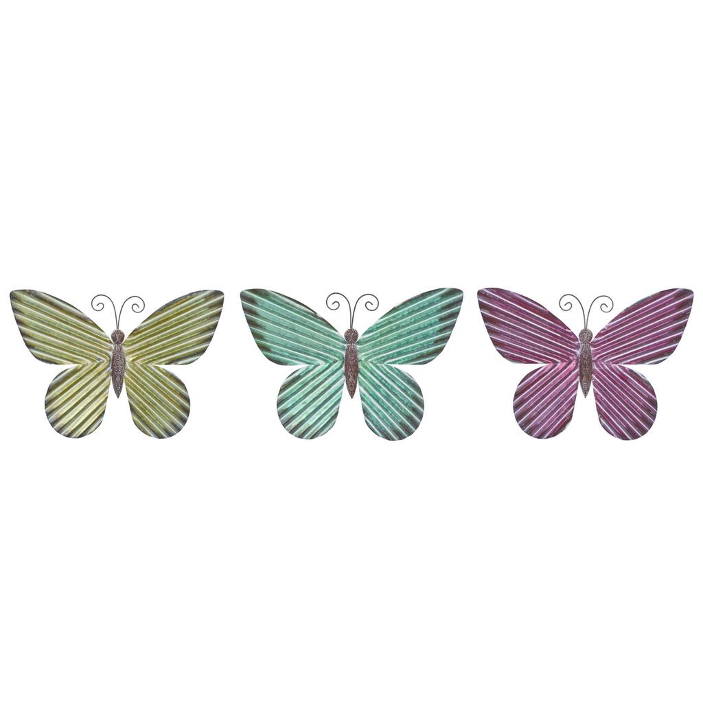 Transpac Metal Corrugated Butterfly Wall Art Set of 3