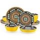 preview thumbnail 1 of 6, vancasso SIMI 16-piece Bohemian Porcelain Pattern Dinnerware Set Yellow - 16 Piece
