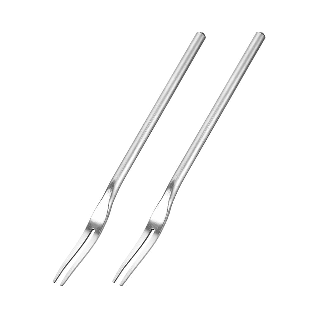 2Pcs Stainless Steel Fruit Forks, 5.12" Salad Fruit Tasting Forks for Birthday - Silver Tone
