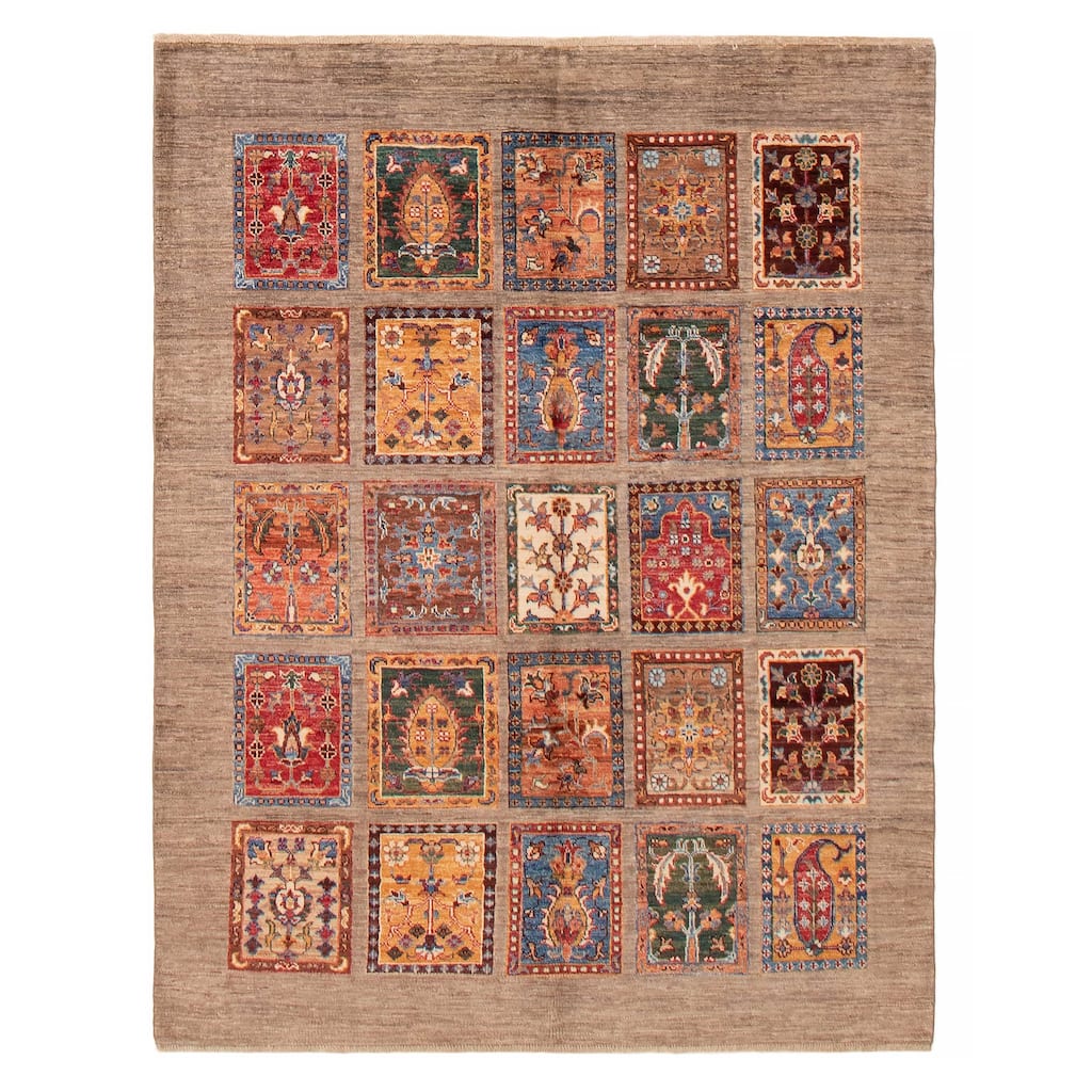 ECARPETGALLERY Hand-knotted Modern Ersari Taupe Wool Rug - 4'10 x 6'2