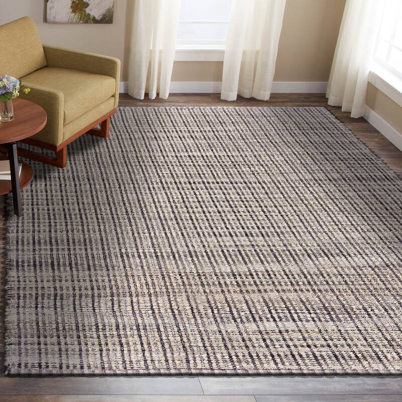 Violet Farmhouse Checkered Hand-Woven Jute Indoor Area Rug by Sevita