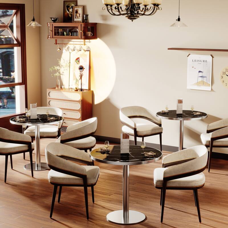 Square Modern Dinning Table 31.5 inches Bistro Table Tulip Table with Faux Marble top, Sturdy Metal Frame Diameter