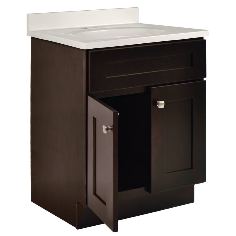 Brookings 25 Inch Assembled Bath Vanity with Ivory Swirl Top