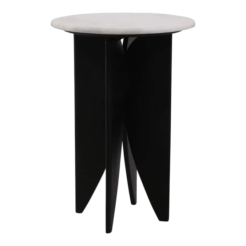 Contemporary Round Pedestal Stone Top Accent Table - 24"