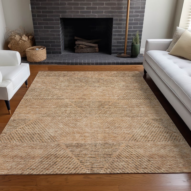 Premium Washable Super Soft Mid Century Modern Mayfield Rug - Copper - 5' x 7' 6" - Rectangle