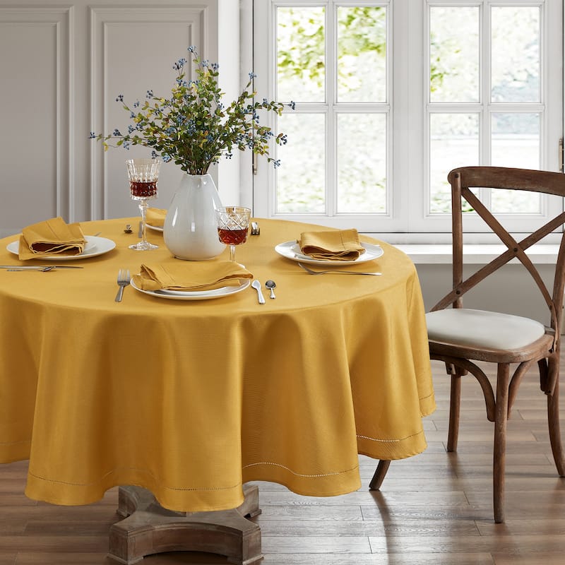 Alison Eyelet Punched Border Fabric Tablecloth