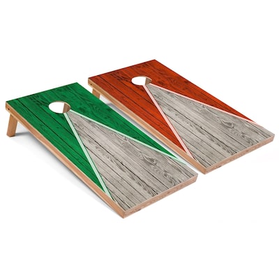 Kelly and Orange Pyramid Cornhole Boards with Case & Lights