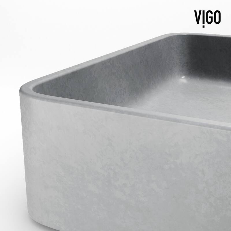 Vigo VG04065 Basilica Gothic 23" L x 14" W x 4" H Rectangular Concrete