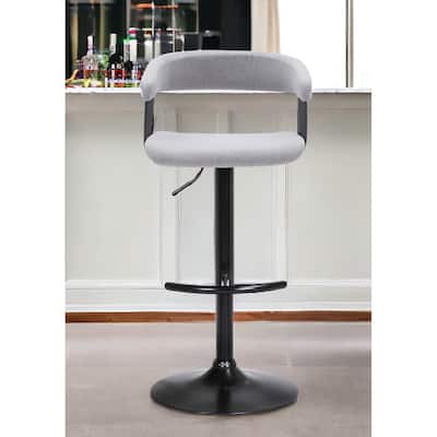 Light Gray and Black Fabric with Metal Swivel Adjustable Height Bar Chair