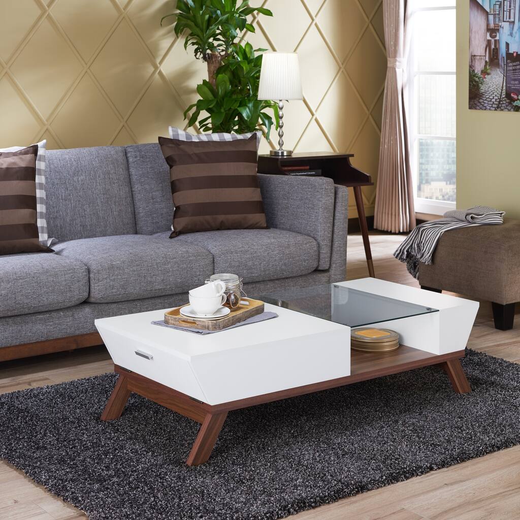DH BASIC Mid-Century Modern Two-Tone 48-Inch Coffee Table by Denhour
