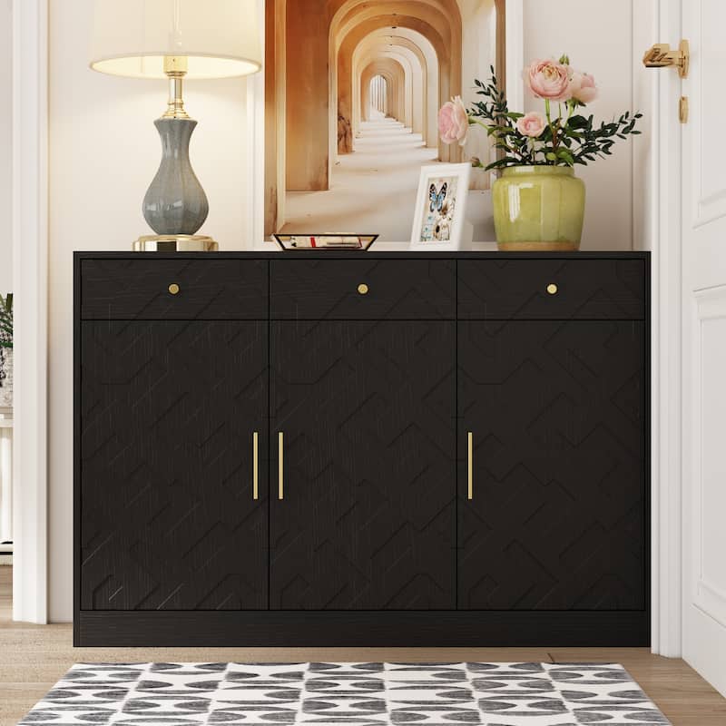 Black Shoe Cabinet Storage Shoe Rack Organizer with 3 Drawers