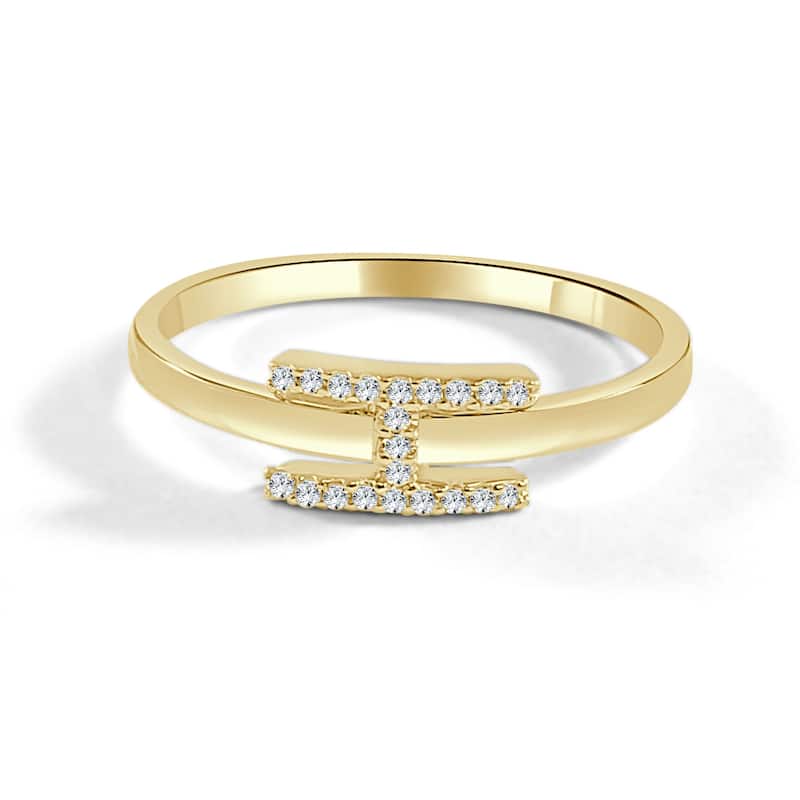 Joelle Collection Diamond Initial Ring for Her 14k Yellow Gold 1/10 ct TDW Women's Ring
