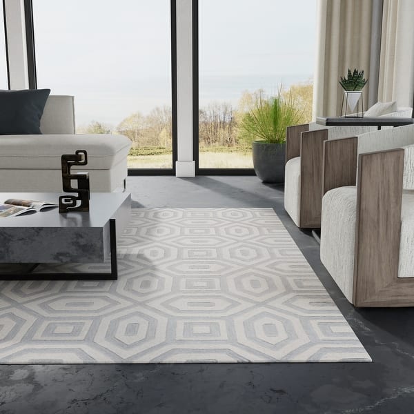 Omani Rugs Domani Wave Modern Geometric Hand-tufted Wool Rug - Bed Bath & Beyond ...