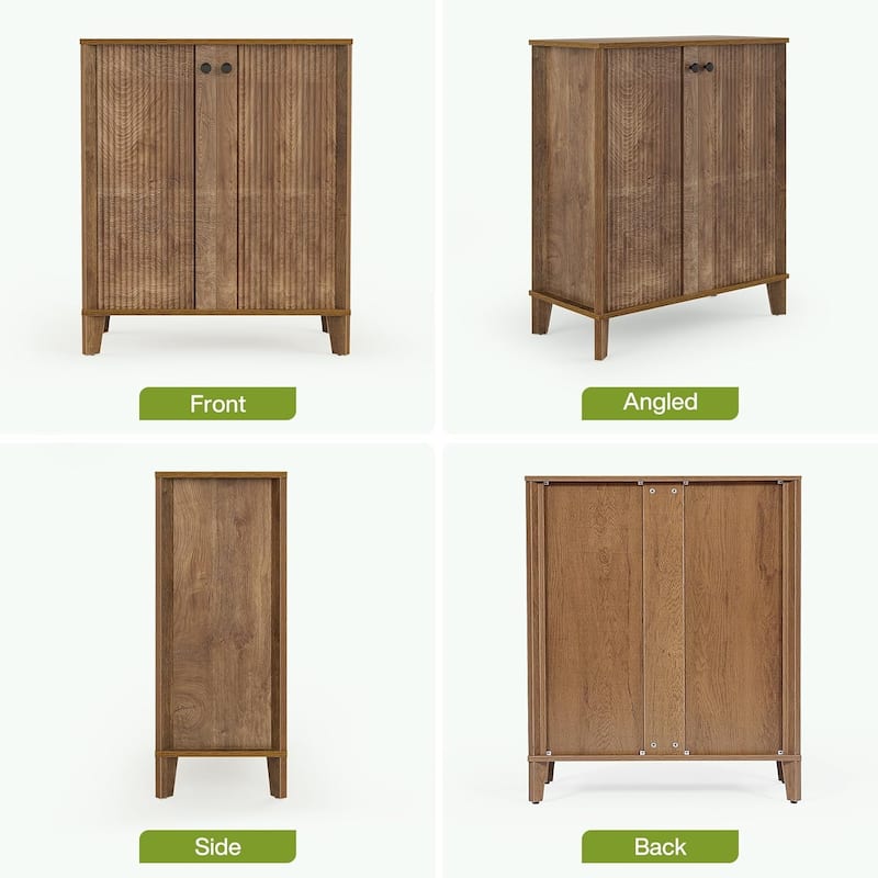 5-Tier Farmhouse Shoe Cabinet with 3 Adjustable & Removable Shelves for Entryway