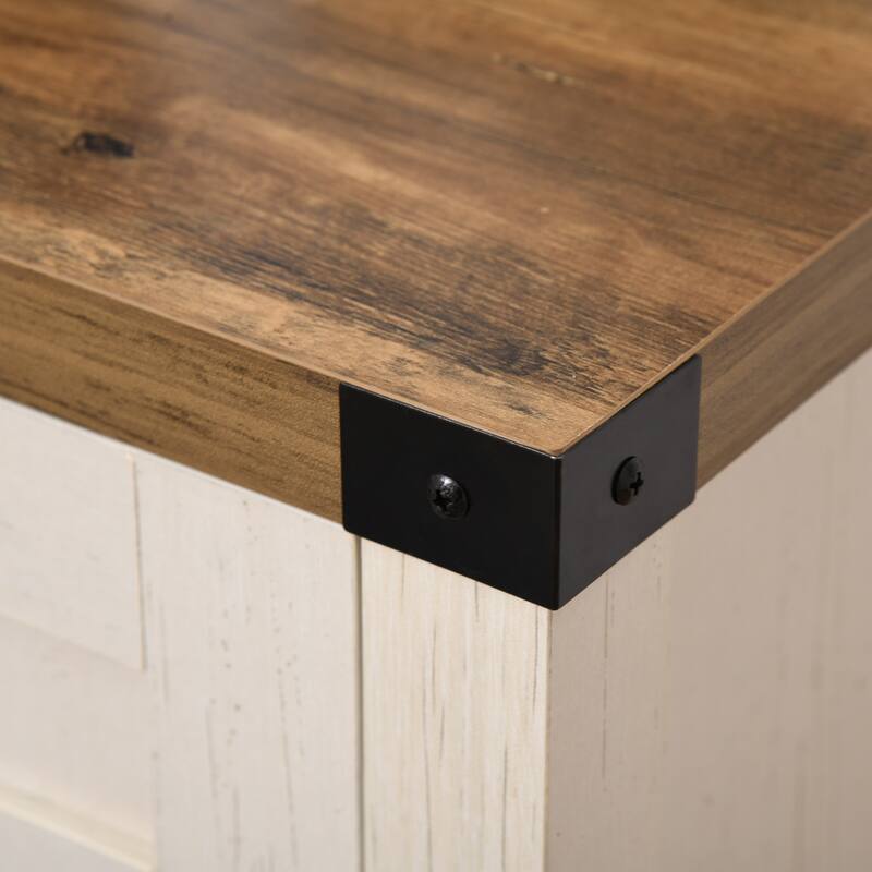 HOMCOM Industrial Wooden Storage Cabinet Kitchen Sideboard with Drawer and Adjustable Shelf for Dining Room