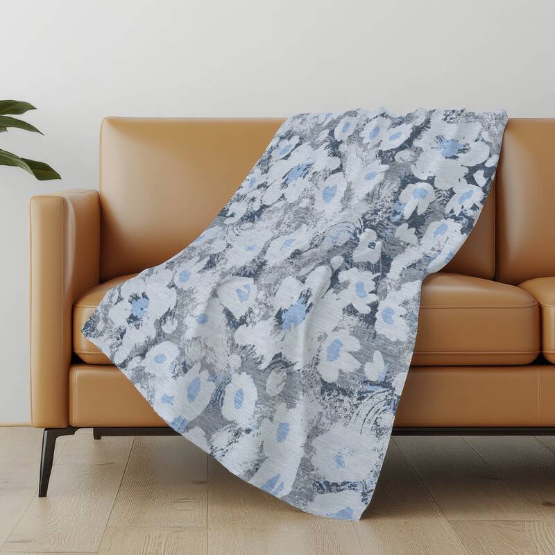 Premium Machine Washable Modern Floral Sherpa Throw Blanket