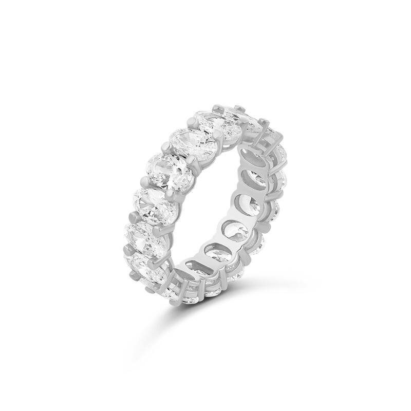 SHYMI Oval Prong-Set Eternity Band - 8 - Silver