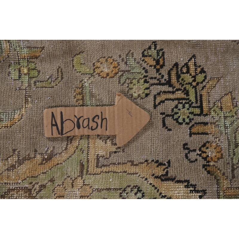 Hand Knotted Oriental 100% Wool Carpet Traditional Medallion Brown Tabriz Area Rug - 11' 0'' X 7' 8''