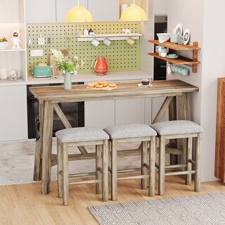 Multipurpose Home Kitchen Dining Bar Table Set with 3 Upholstered ...