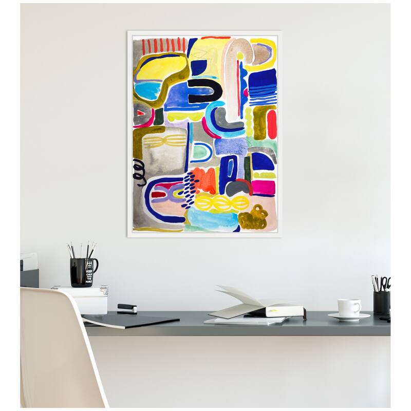 Kate and Laurel Sylvie Abstract 06 Framed Canvas by Emma Daisy