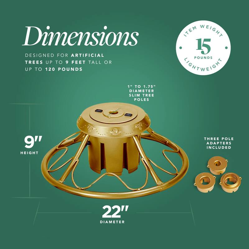Home Heritage Rotating Tree Stand Base w/Stanley 9' Skinny Pencil Christmas Tree - 15