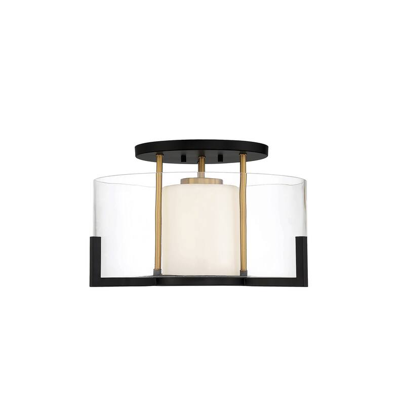Savoy House 6-1981-1 Eaton 17" Wide Semi-Flush Bowl Ceiling Fixture - Matte Black / Warm Brass