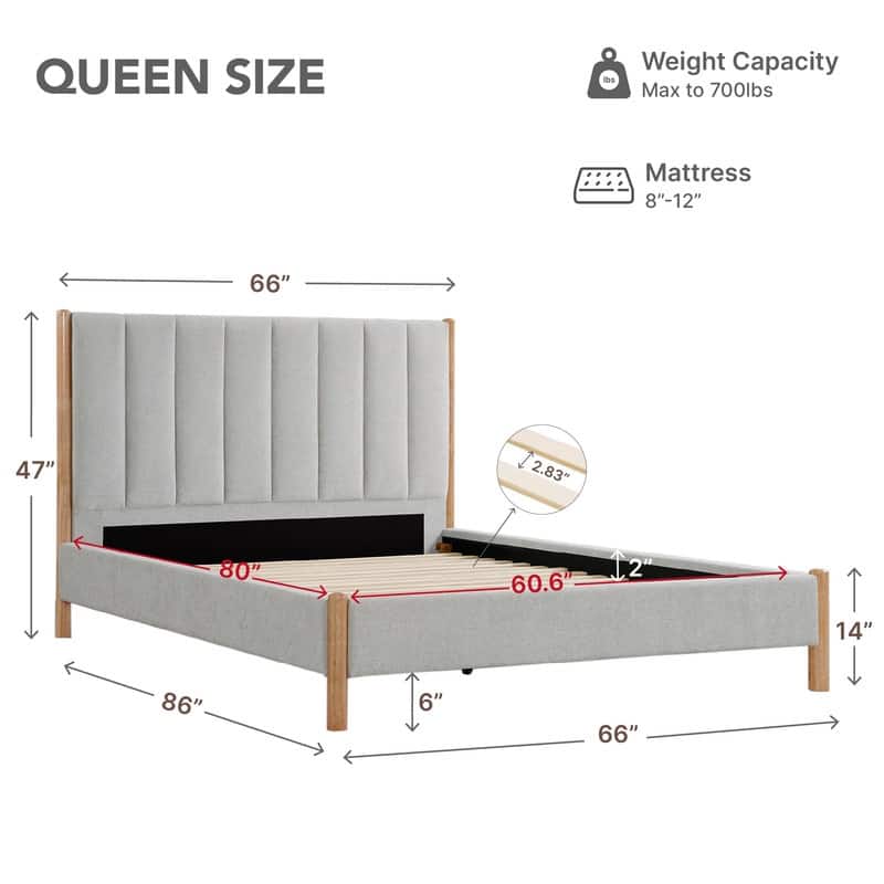 Spruce & Spring Camila Upholstered Platform Bed Frame with Headboard